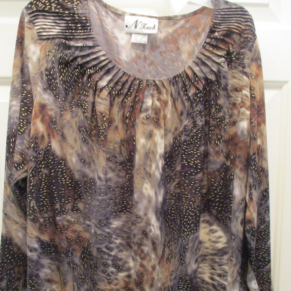 N Touch Multi-Color Long Sleeve Blouse/Top Size: XL